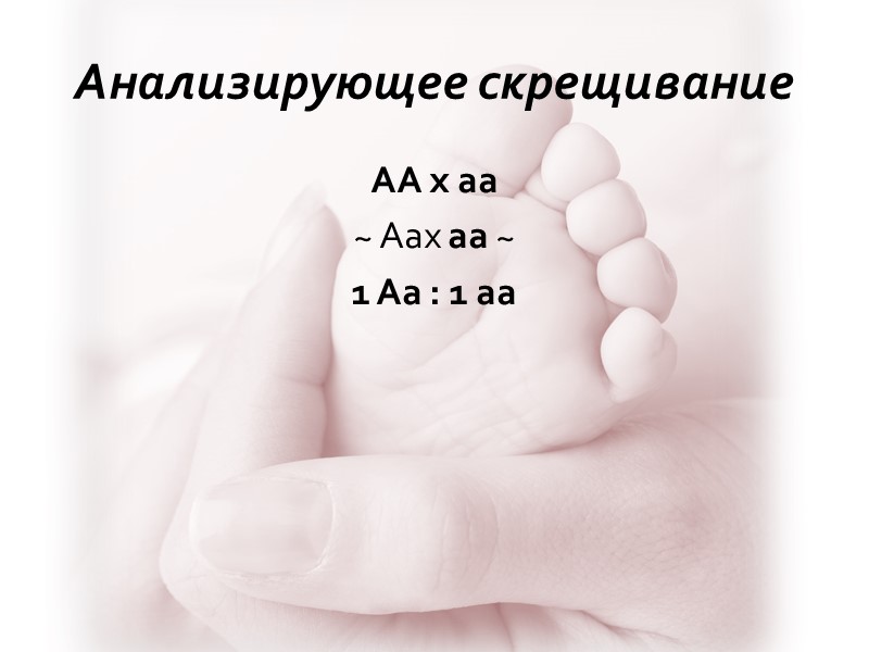 Анализирующее скрещивание  АА х аа  ~ Аах аа ~  1 Аа